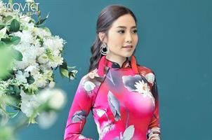 Hoa hậu biển Ninh Hoàng Ngân điệu đàng với áo dài làm từ tơ lụa đắt nhất thế giới