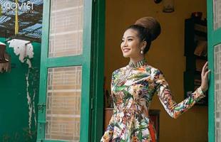 Hoa hậu biển Ninh Hoàng Ngân rực rỡ thanh xuân với áo dài cách tân