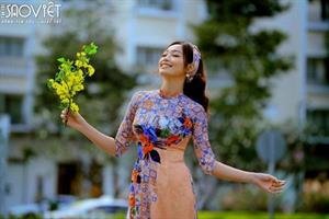 Hoa hậu Huyền Trân diện áo dài Việt Hùng, đài các kiêu sa