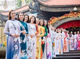 Thí sinh Hoa hậu Hoàn vũ Việt Nam 2022 diện áo dài dâng hương vua Hùng nhân ngày Giỗ Tổ mùng 10 tháng Ba