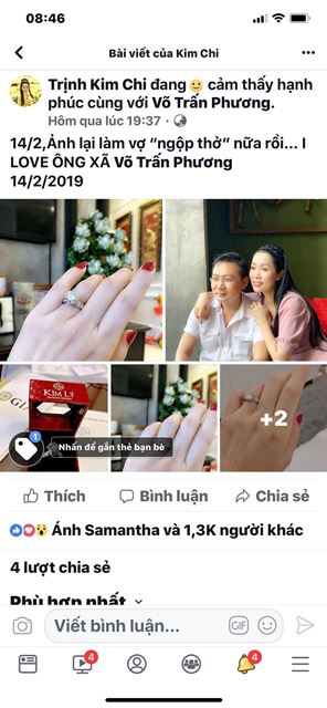 trinh kim chi lifestyle 4 Trịnh Kim Chi được ông xã tặng nhẫn kim cương khủng dịp Valentine